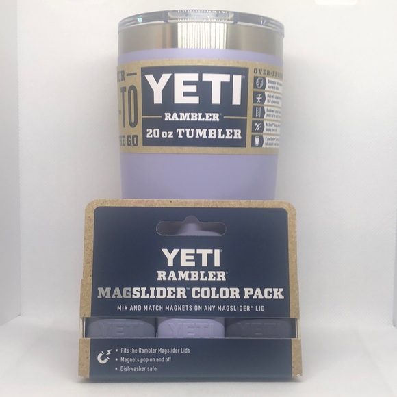 💜 Yeti Rambler Tumbler Cosmic Lilac 20oz & Magslider Color 3 Pack NWT 💜 - Picture 4 of 6